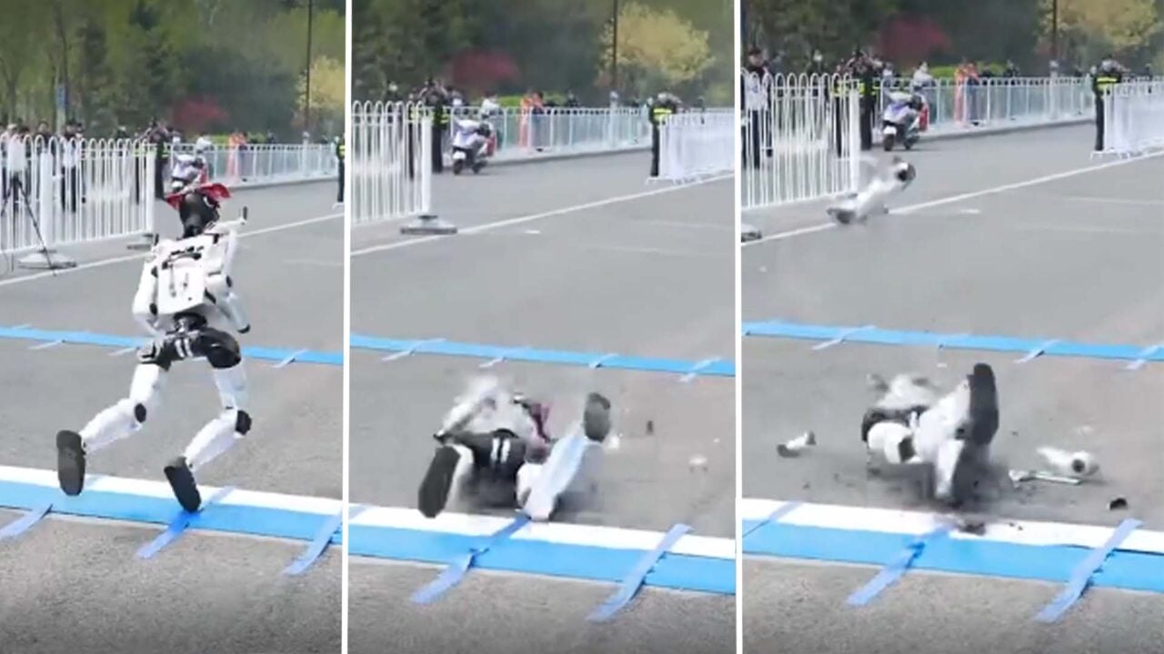 Robot Runner Unable to Start Race Following Malfunctioning Crash