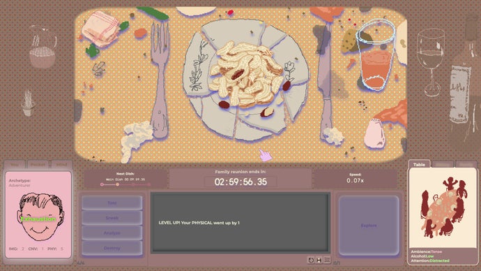Family Reunion: A Dinnertime Simulation Game Exploring the Experiences of a Loosely Disciplined 7-Year-Old