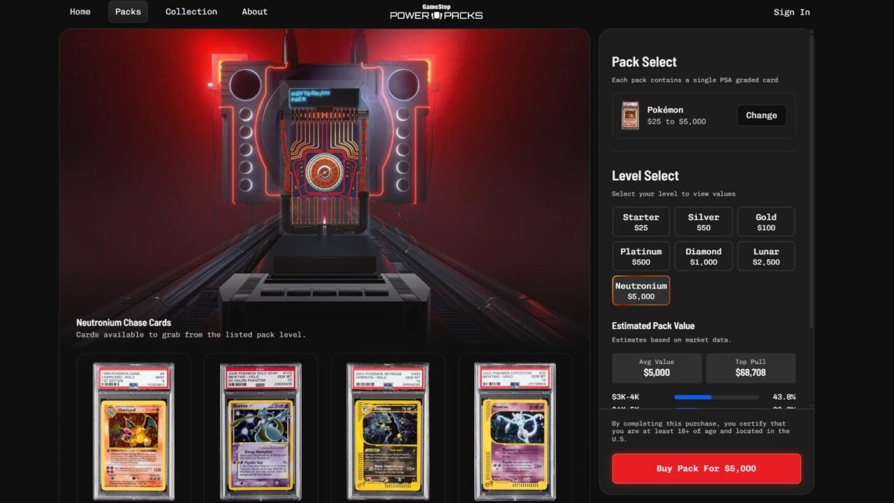 GameStop Presents Random Pokémon Cards Priced at $5,000 Each