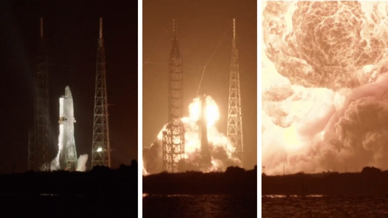 Jeff Bezos’ space vehicle encounters a substantial explosion leading to a considerable fireball.