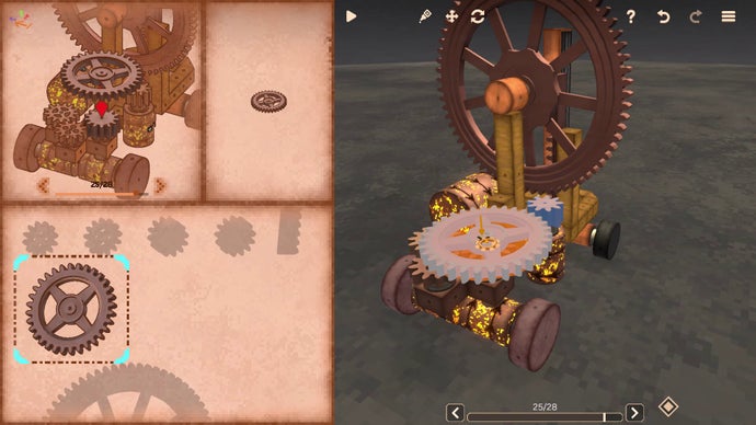 Geareo: A Clockwork Building Game Featuring Pull-Out Model Kits and Flippable Paper Manuals