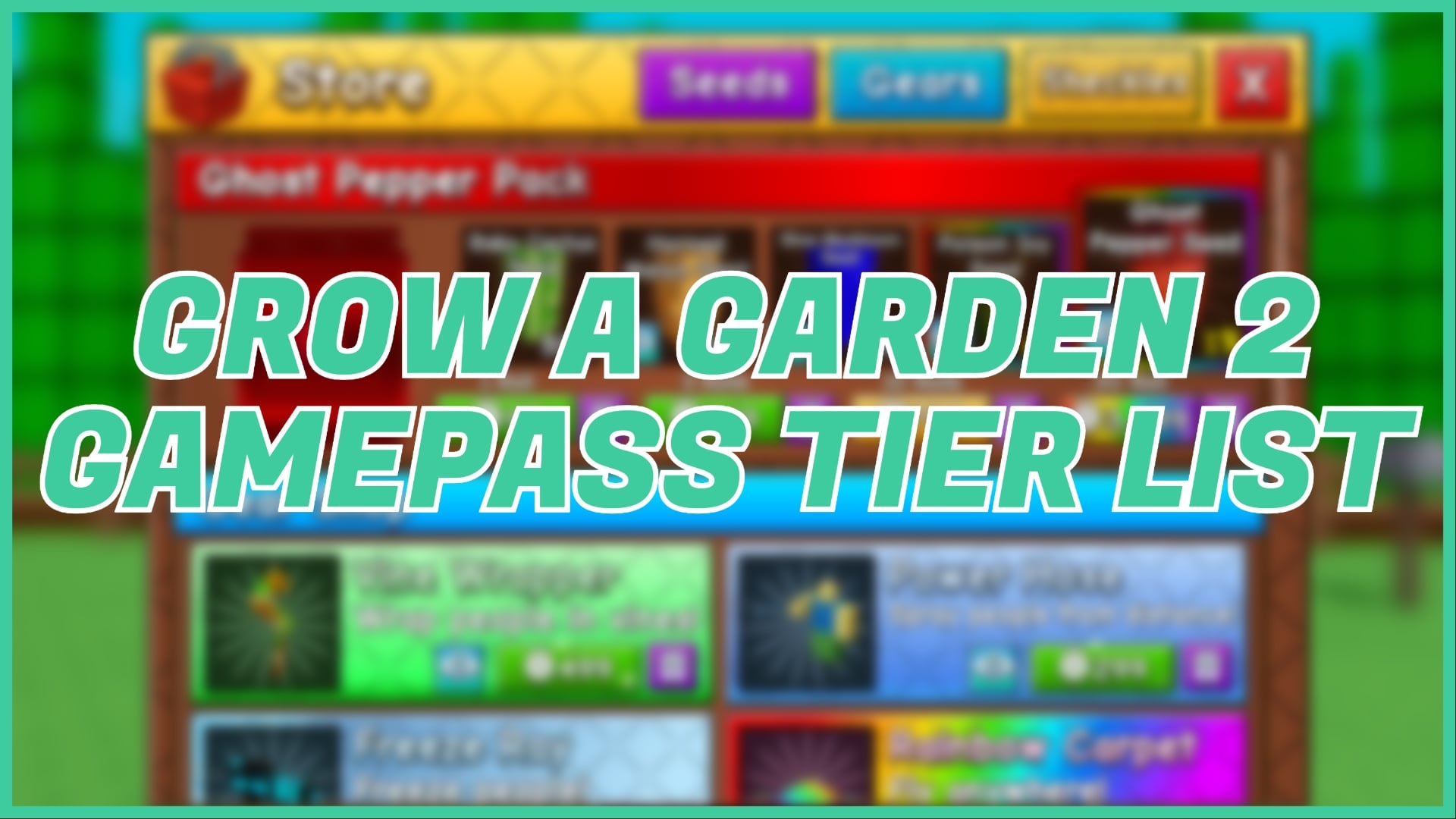 Tier List for Gamepass in Grow a Garden 2