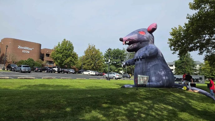 Asha Sharma, Xbox Head, Visits Bethesda HQ Amid Staff Layoffs Demonstrated by Red Flags and Inflatable Rat Outside
