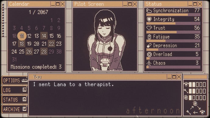 Guide a mech pilot's development while preventing severe emotional distress in the sci-fi visual novel "Valkyrie Iteration: Mecha Pilot Raising Pocket Simulator."