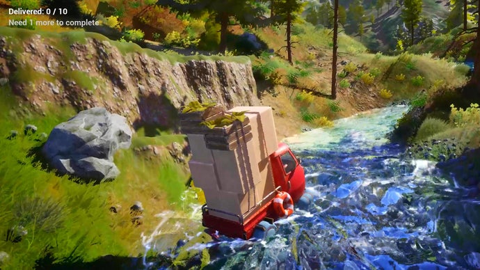 Package Delivery in Forested Mountains: Navigating Pinetrail While Avoiding Thieving Boars