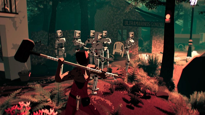 This week in PC games: Run a shady cyberpunk boutique in Probably Stolen, autobattle Viking towns in Northgard Battlegrounds, and trash homophobic robots in Virtue and a Sledgehammer